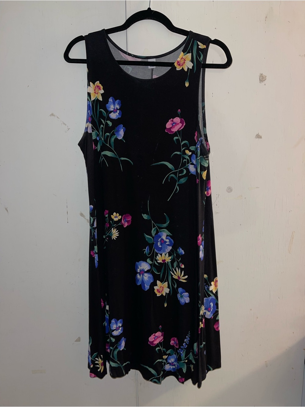 Old Navy Black Floral Sleeveless Midi Dress
